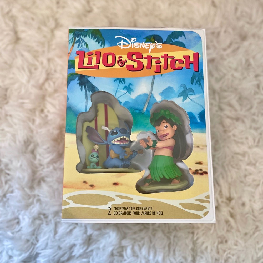 Disney Lilo Stitch Christmas Tree Ornaments Set of 2 Hawaiian Luau Hula
